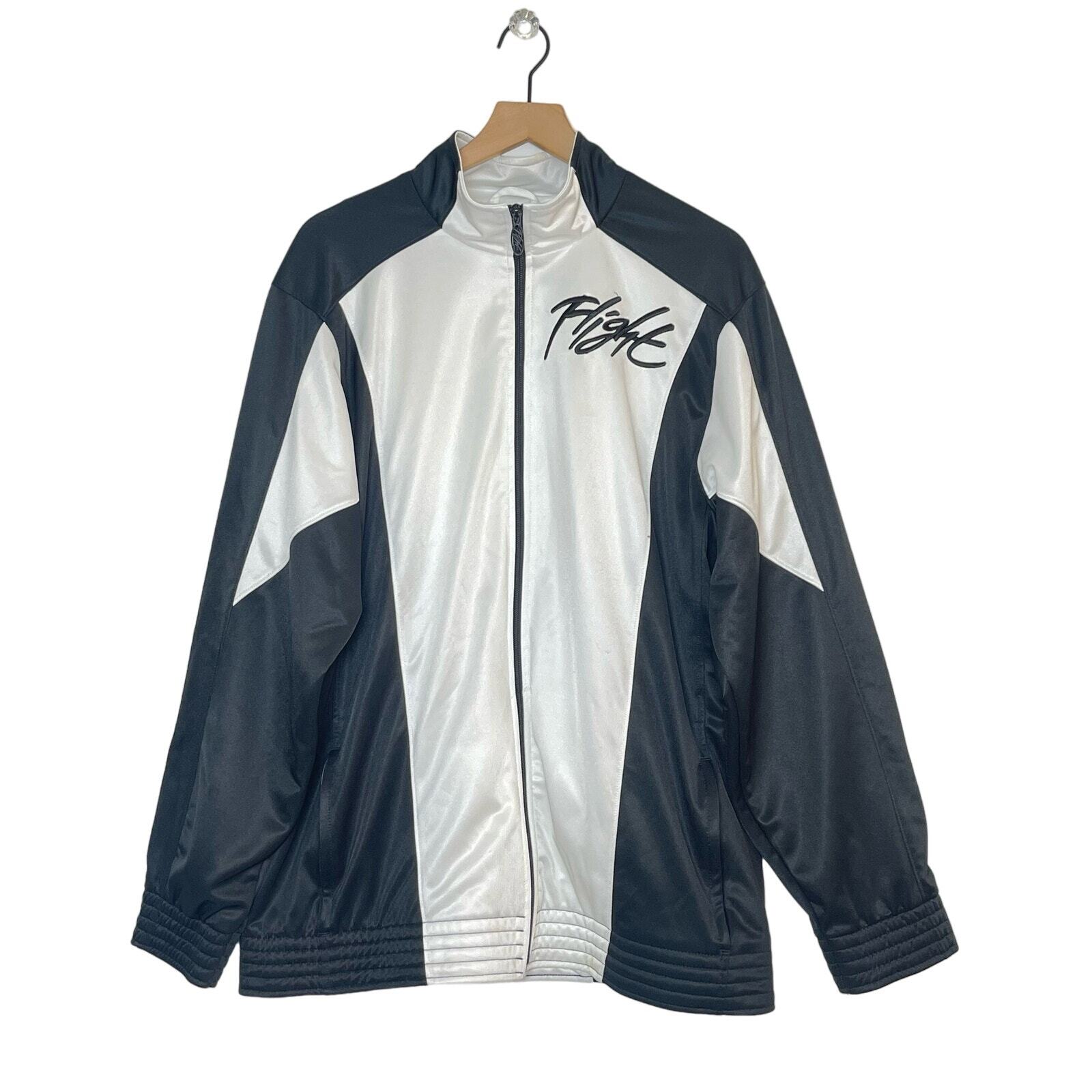 Vintage Nike Air Flight Jacket Y2K Men's Size L Black White Basketball Full Zip