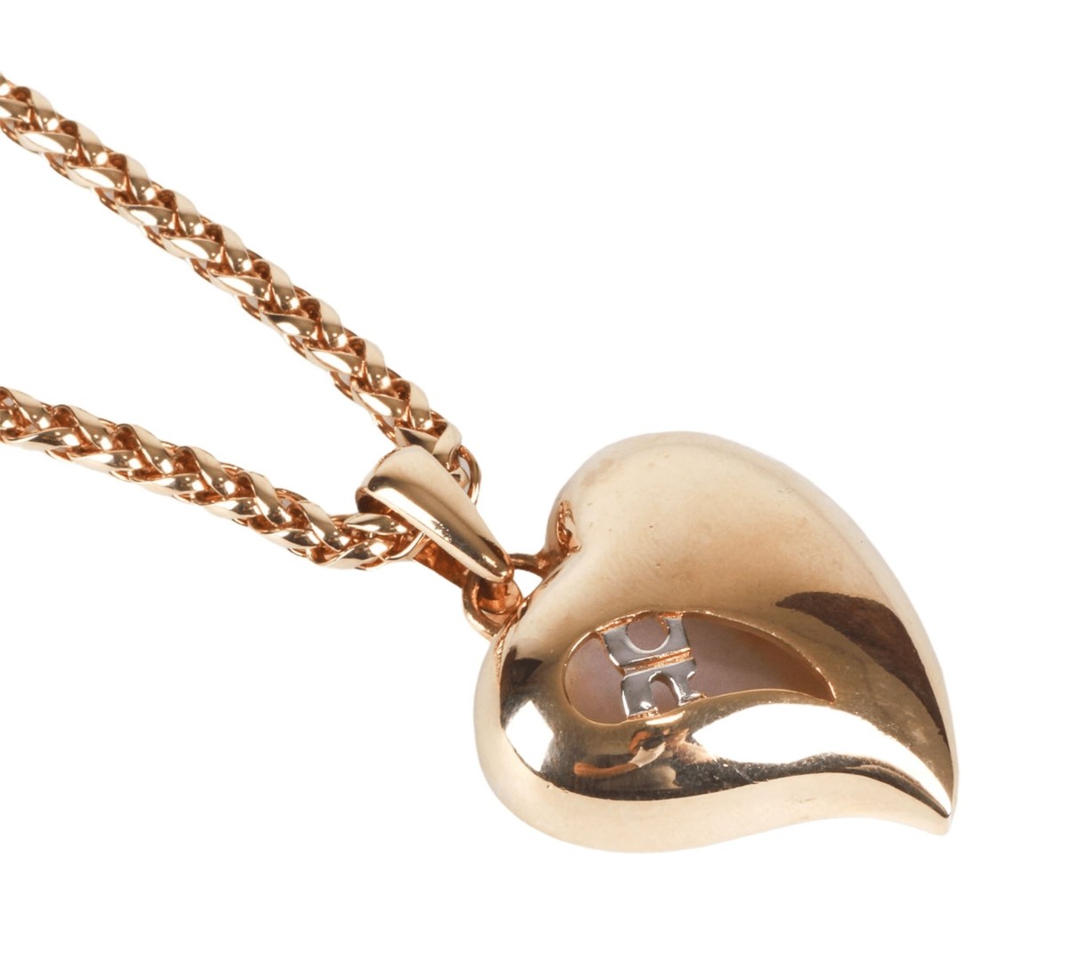Authentic Courreges Vintage Gold Toned Long Chain Heart shape 