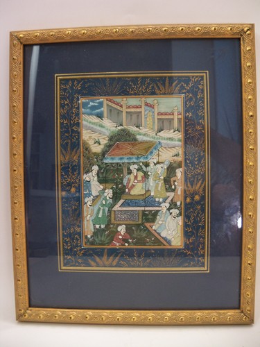 Antique Persian Miniature Watercolor Painting Nicely Framed - Picture 8 of 11