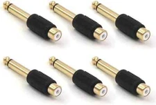 RCA to 1/4" Audio Adapter, 6.35Mm Mono Plug Male to RCA Female Connectors 6-Pack
