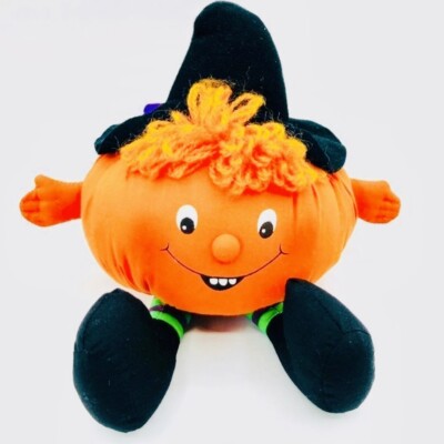 Vintage Halloween Hallmark Witch Pumpkin 10'' Plush 1982 Decorative Kid Friendly