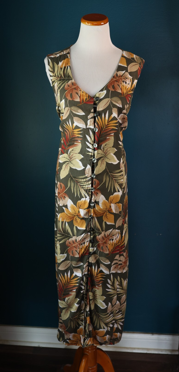 Vintage 90s Expression Plus Button Down Maxi Dress Fern Vintage 90s Expression Plus Button Down Maxi Dress Fern