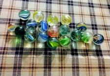 Marbles Lot Of 18 - Mostly Cat Eyes - Shiny Glass