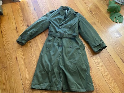 US GI Issue Trench Coat with Removable Blanket Liner & Belt, Sz Small Short Used
