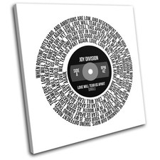 Image of Joy Divison Love Will Tear us Apart Record Song Lyrics Vinyl Canvas Art Print