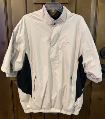 Footjoy FJ DryJoys Pullover Windshirt Men's Large Ivory/Black 1/2 Zip Golf Logo