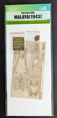 Wood Hunter W70109 -  1:700 WOODEN DECK for MALAYA (1943), Trumpeter Kit
