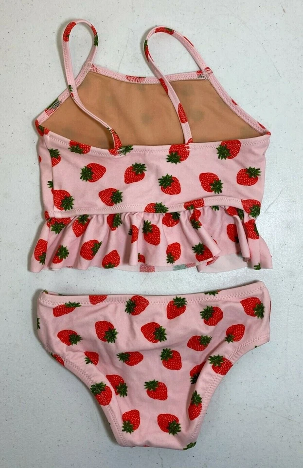 Tankini Crewcuts by J.Crew Niña Dos Piezas Fresa Peplum Rosa/Rojo Talla 2 - Foto 2 de 2
