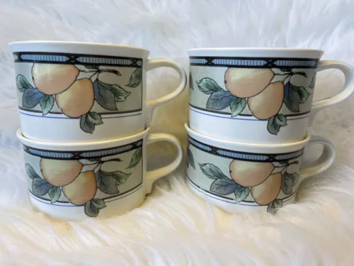 Mikasa Garden Harvest CAC29 Fruit 8 Oz Coffee Tea Cups Lot Of 4