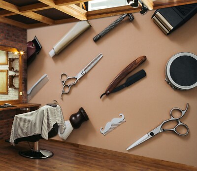 3D Scissors E4002 Hair Cut Barber Shop Wallpaper Mural Wall Print Murals CA Erin