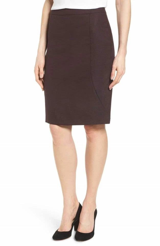 NWT BOSS Hugo Boss Venesa Suit Pencil Skirt Wool Plum Women's SZ 10 (Waist 33)