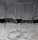 Pair Clear Glass Hurricane Chimney Lamp Globes 8-3/8"H x 2-1/2" Round Bottom — photo 1