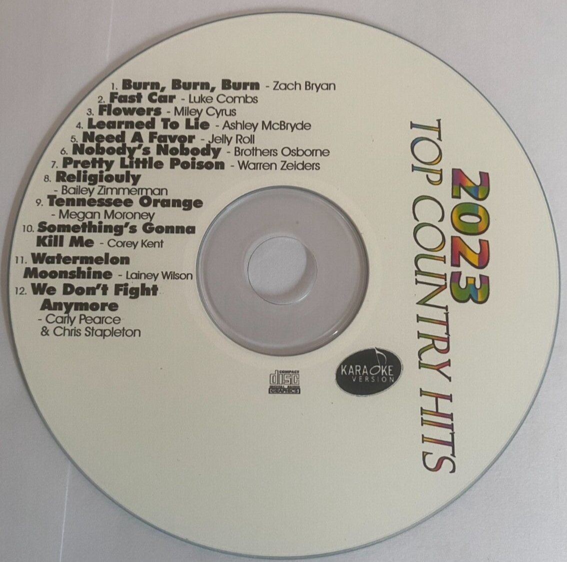 CUSTOM KARAOKE 2023 TOP COUNTRY 12 GREAT SONGS cdg CD+G HARDTOFIND