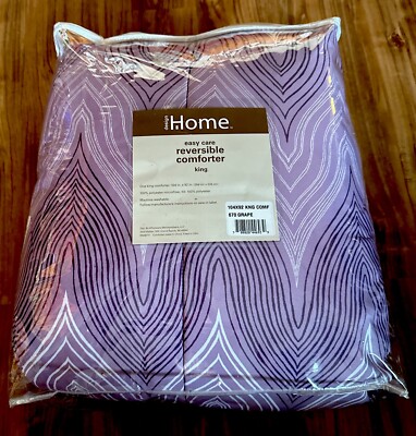 King size comforter  Easy Care Reversible Home Design Grape 104x92 NEW