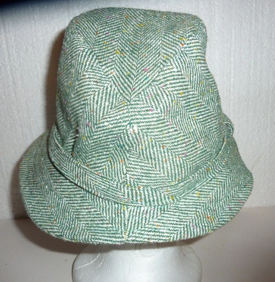 Vtg World Beaters Bucket Hat Gilligan Beatnik Beach Bum Green Herringbone H-3 - Image 3 of 4