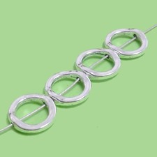 Metal beads oval 13x15 mm color silver 30 beads spacer needle design an410