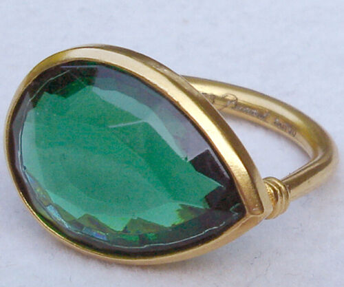 Baccarat 18K Gold Pear Ring GREEN Crystal Marie-Helene Taillac Size 7 (55) New - Picture 1 of 8