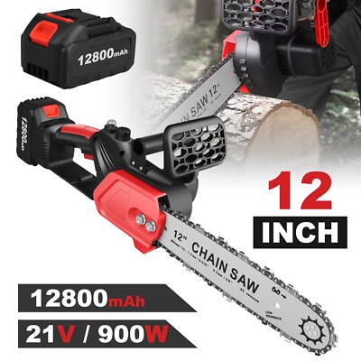 12inch Cordless Chainsaw Electric Wood Pruning Cutter Saw + Battery + Chain Set