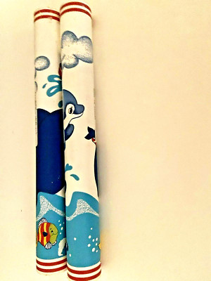 Ocean Life Wallpaper Border 2 Rolls 5 yards Bright Colors Whale Fish 1995 Vtg