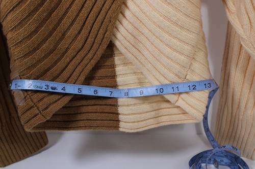 Anthropologie Colorblock Shrug Sweater Crop LARGE Two Tone Brown Wool Blend - Picture 8 of 9