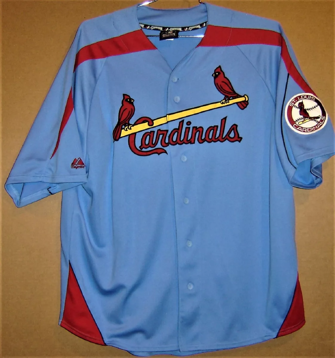 ST. LOUIS CARDINALS BLUE BUTTON-DOWN No #s Cooperstown Collection MLB JERSEY