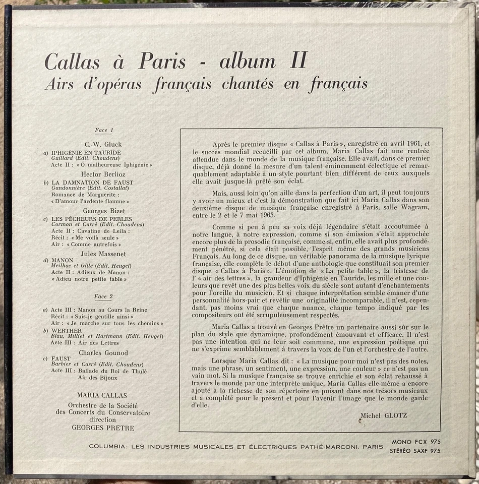 33t Maria Callas - Callas A Paris - Album II - LP - Mono - 1963 - Photo 2/2