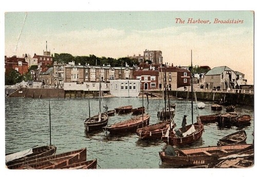 BROADSTAIRS UK ENGLAND KENT BARCHE NEL PORTO CARTOLINA CIRCA 1910 92219 OS