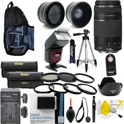 CANON REBEL T6 ACCESSORIES BUNDLE / KIT INCLUDES Canon EF 75-300mm f/4-5.6 III