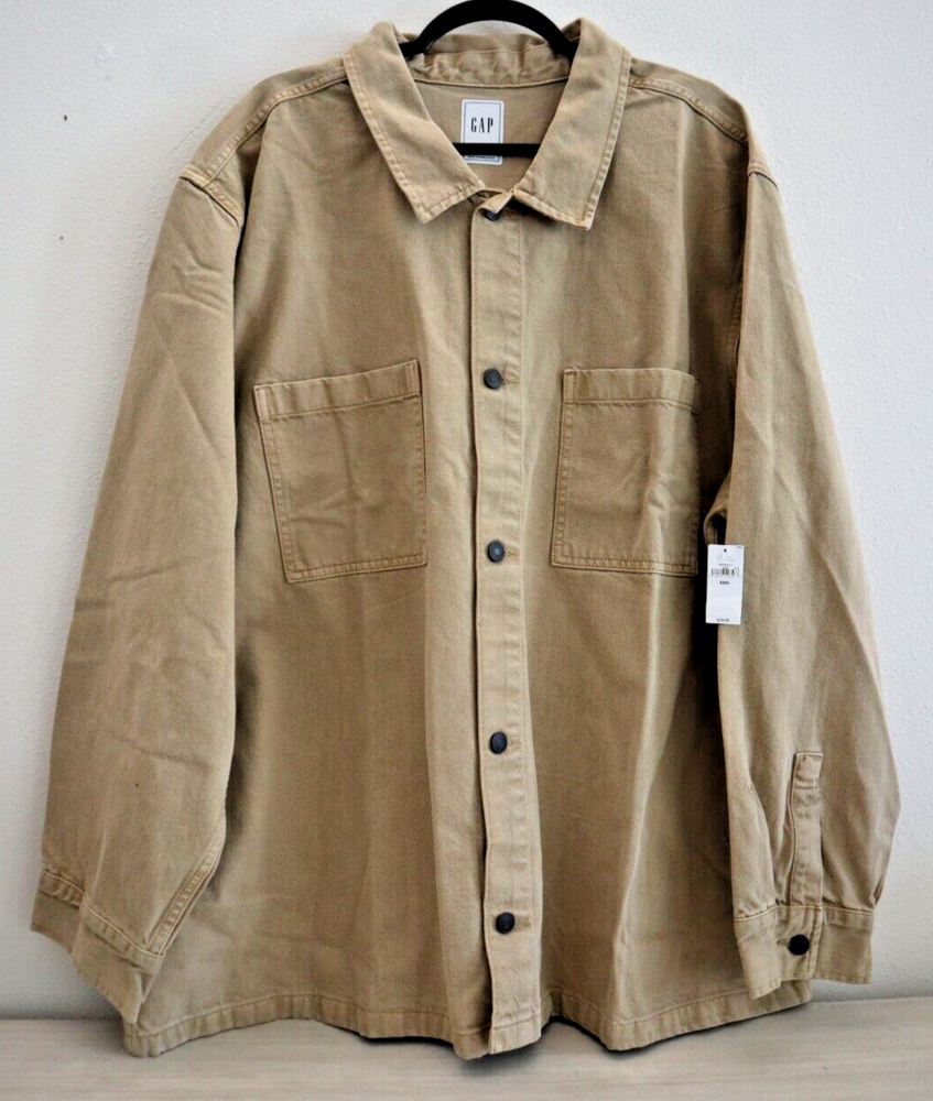 Gap 760330-02 Men's Sz 3XL Khaki/Beige Pocketed Denim L/S Utility Overshirt