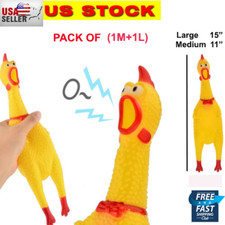 Rubber Screaming Chicken Toy Rubber Squawking Fun Dog Toy, Large 15", Medium 11"