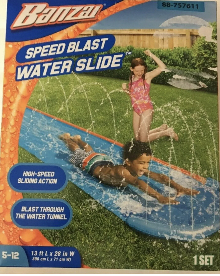 BANZAI Speed Blast WATER SLIDE NEW Sealed slip n tunnel