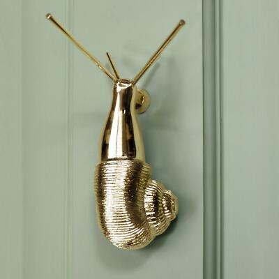 Türklopfer Schnecke aus massivem poliertem Messing - Lieferung mit Befestigungen