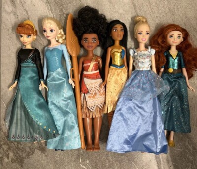 Lot of 6 Disney Dolls Princess Anna Elsa Merida Cinderella Pocahontas Moana￼