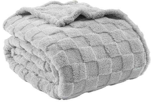 Silkeborg Uldspinderi 100% Pure New Wool Throw Cream & Gray Check