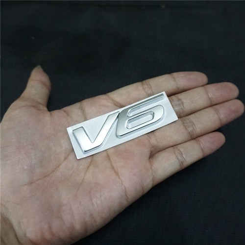 1x Small Silver Chrome V6 Sep Metal Emblem Badge Decal Sticker Engine 3D SUV AWD - Picture 2 of 19
