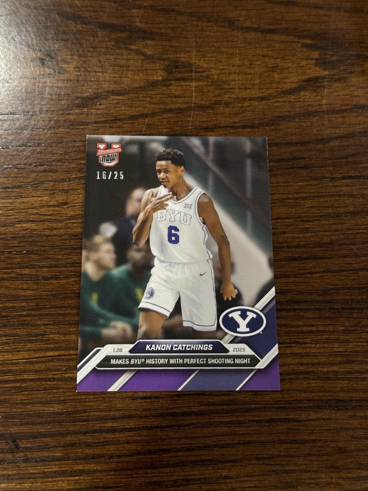 Kanon Catchings BYU 2024-25 Bowman U NOW Basketball Card 53 Purple Parallel /25