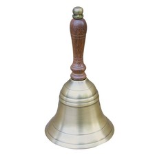 Handglocke, Messing antik mit Holzgriff Marktglocke Weihnachtsglocke Handklingel