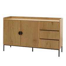 Sideboard HWC-O39, Kommode Schrank 3 Schubladen 2 Türen Holz Melamin 80x130x42cm