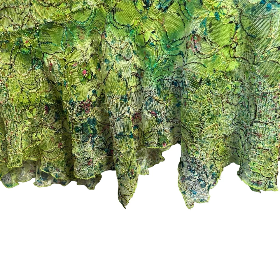 Vintage Cartise Midi Dress Cocktail Gown 6 Green Fairy Y2K 90s Ruffle Mesh Prom - Image 4 of 4