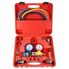 R134A R-22 R410A R404A Charging 4 Way 4 valves AC Manifold Gauge & 5FT Hose