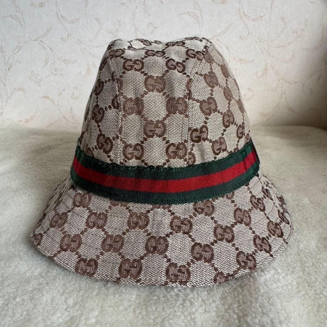 Gucci Bucket Hat Sherry Line GG Canvas Beige Brown Size S Women Authentic thumbnail 6