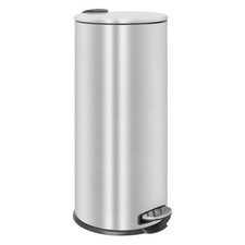 30L Brushed Stainless Steel Kitchen Bin Slim Pedal Rubbish Waste Can
