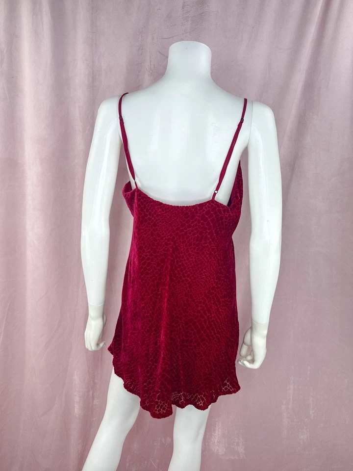 Vestido sin mangas vintage Y2K Victorias Secret para mujer rojo seda cocodrilo talla grande Foto 3 de 4