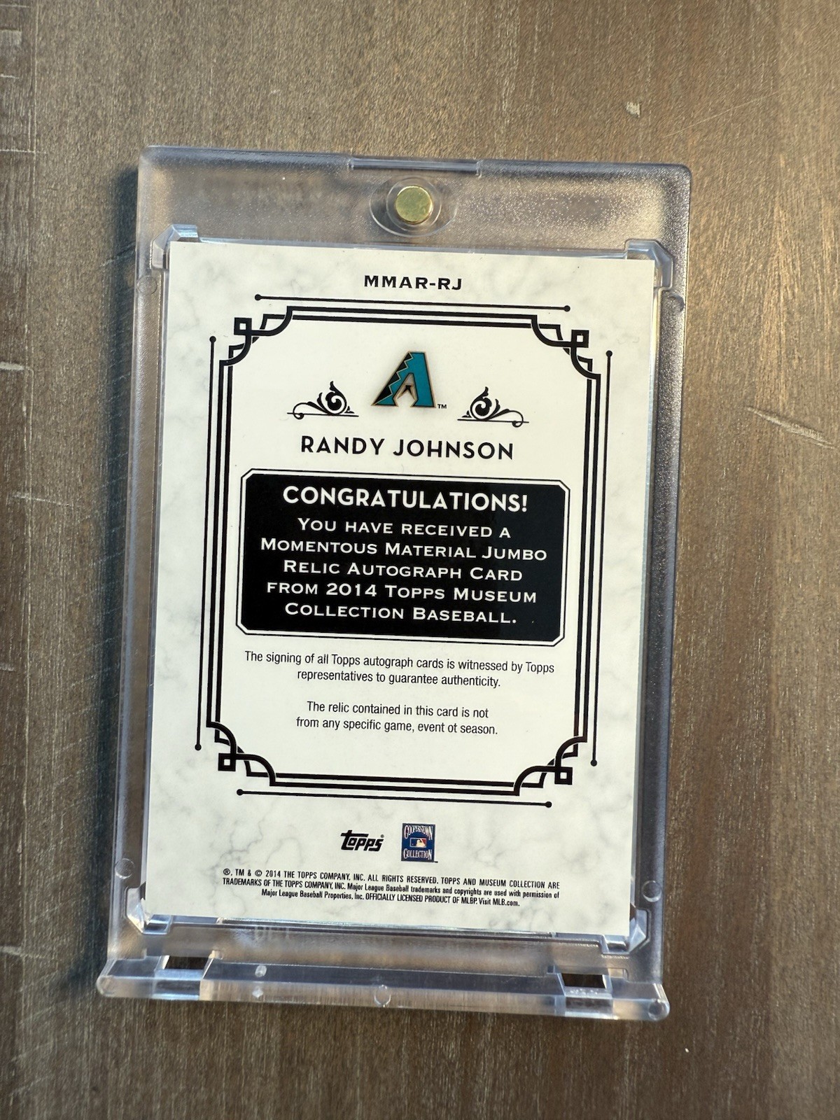 2014 Museum Collections Randy Johnson /5 Jumbo Patch Auto #MMAR-RJ SSP HOF RARE view 3