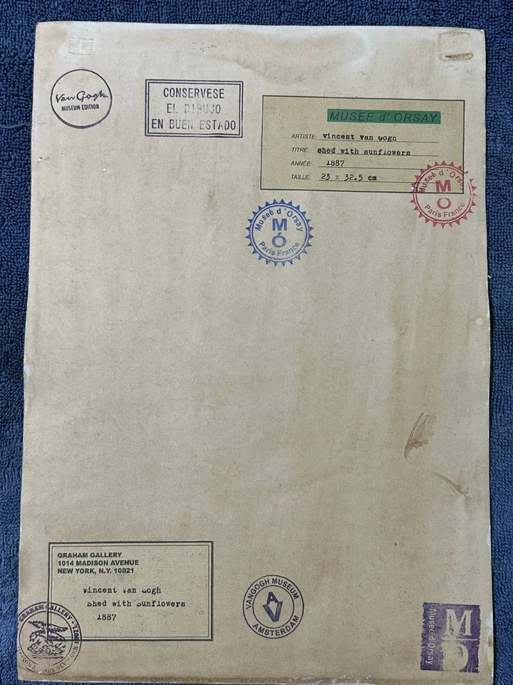 Vincent van Gogh drawing and painting on old paper signed stamped vintage - Image 2 of 3