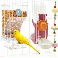 Parrot Automatic Feeder Bird Water Dispenser for Cage No Mess Bird Feeder Foo...
