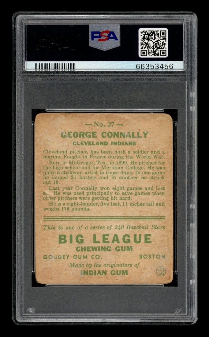 1933 Goudey Set-Break # 27 George Connally PSA 1.5 FR view 2