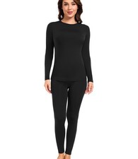 Women's Thermal Underwear Set Long Johns Base Layer Pajama Fleece Lined Set f...