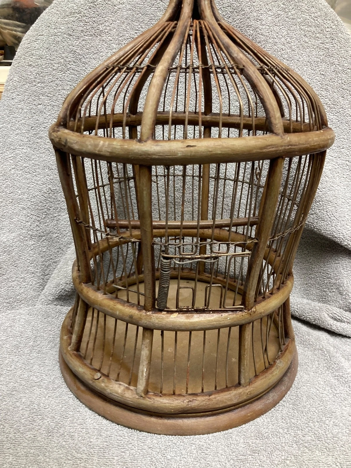 vintage Asian bamboo and wire bird cage