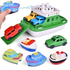 Boat Bath Toys for Toddlers with 4 Mini Car Toys and 4 Bath Boat Squirters, F...